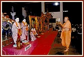 Swamishri performs the murti-pratishtha rituals of murtis of BAPS Shri Swaminarayan Mandirs (sanskardhams) for Memnagar and Odhav suburbs