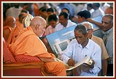 Swamishri blesses and advices the devotees during samip darshan