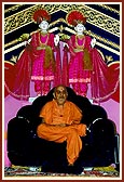 Swamishri blesses the assembly during the three-day Harililamrut parayan in Akshar Farm 