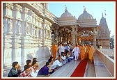 Swamishri engaged in performing pradakshina of Thakorji