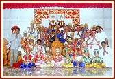 Swamishri with children and youths who performed a traditional dance