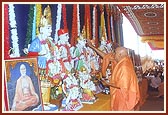 Swamishri performs the murti-pratishtha rituals for BAPS hari mandirs in the villages of Gadariya, Kharvada, Olgam, Achhavani, Kosamba Bhangda, Bhagdavad and Dungri