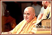 Swamishri during a satsang assembly