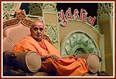 Swamishri watches the Youth Day program