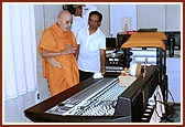 Swamishri sanctifies the audio control room