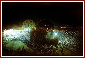 Evening satsang assembly held in the compound of Pramukh Swami Institute of Information Technology (PIIT) and Swaminarayan Vidyamandir
