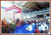 A mahapuja was performed at the 'Shri Pricoating' factory and thereafter Swamishri addressed the employees