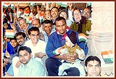 Devotees wave the tricolor flags of India on Republic Day celebration