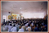 Devotees in the mandir hall