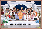 Swamishri with youths who participated in the drama