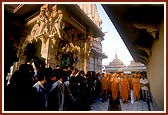 In the mandir pradakshina