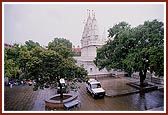 The mandir precincts after the monsoon showers