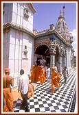 In the mandir pradakshina