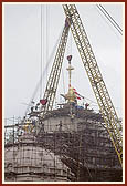 Darshan of Akshardham with kalashes established on top