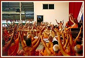 Swamishri and sadhus perform the ritual of changing janoi on Bhadarva sud 3 