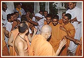 Swamishri in a jovial mood with Shri Ragha Bharvad