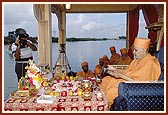 Mahapuja rituals on stage