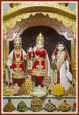 Annakut offered to Shri Harikrishna Maharaj and Shri Radha-Govind Dev 