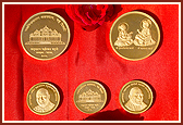 Commemorative gold coins for the Swaminarayan Akshardham festival