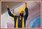 A sikh performs bhangda 