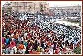 Volunteers, invited guests and sadhus gathered for the Dedication Ceremony