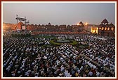 Volunteers, invited guests and sadhus gathered for the Dedication Ceremony