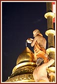 Abhishek of main kalash on top of the 141 feet high Akshardham monument