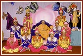 Swamishri with students of APC who presented a cultural program on Annual Day of APC