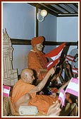 Swamishri listens and participates during a seminar on Shastriji Maharaj presented by sadhus...