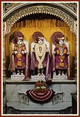 Bhagwan Swaminarayan, Aksharbrahma Gunatitanand Swami and Shri Gopalanand Swami at BAPS Shri Swaminarayan Mandir, Bhadra