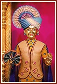 Shri Harikrishna Maharaj adorned in sandalwood paste (chandan)