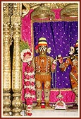 Shri Harikrishna Maharaj adorned in sandalwood paste 