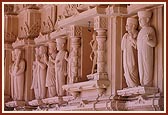 Leading paramhansas and devotees of Bhagwan Swaminarayan in the mandir mandovar