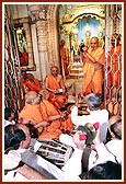 Swamishri plays cymbals on ekadashi day 