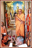 Swamishri plays cymbals on ekadashi day 