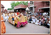 Thousands of devotees engaged in darshan of the Rath Yatra festival