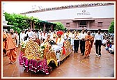 Thousands of devotees engaged in darshan of the Rath Yatra festival