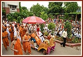 Thousands of devotees engaged in darshan of the Rath Yatra festival