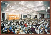 Satsang assembly in the mandir hall