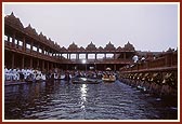 Thakorji on a boat ride in Narayan Sarovar