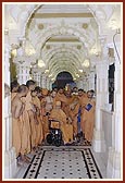 Swamishri in the extended mandir pradakshina