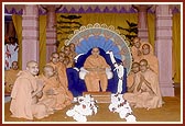 Swamishri with the sadhus of Bhavnagar
