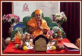  Swamishri engaged in Chopada pujan ritual 