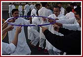 Karyakars playing a team building activity