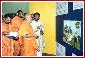 Swamishri viewing the exhibitions prepared by Kishores and Kishoris 