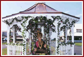 Lord Swaminarayan on a outdoor hindola[Swing]