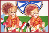 Thakorji adorned in the national colors for Indian Independence Day, August 15, 2000